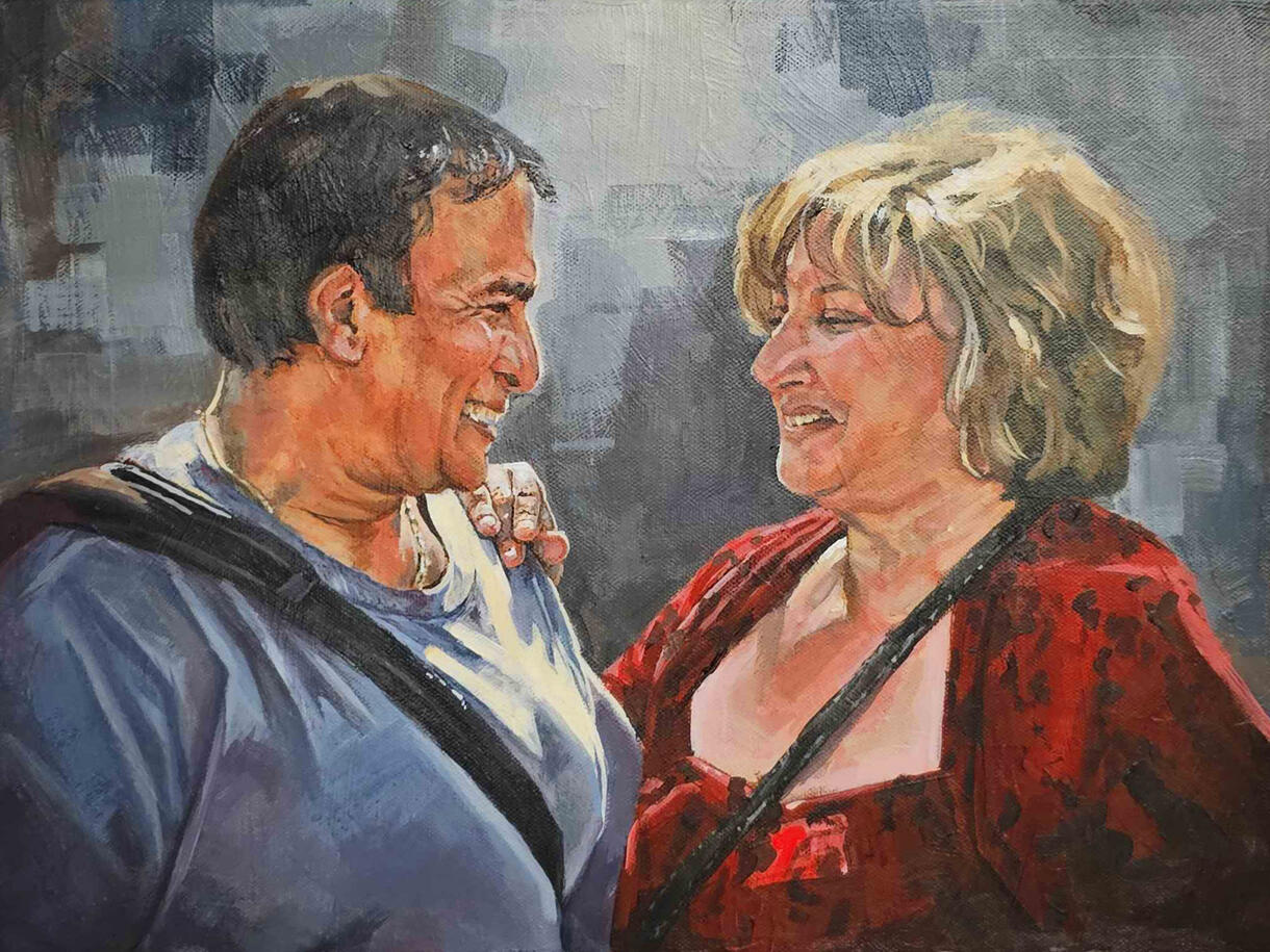 "Roger and Marie", acrylic on 12"x16" canvas, 10/22/25