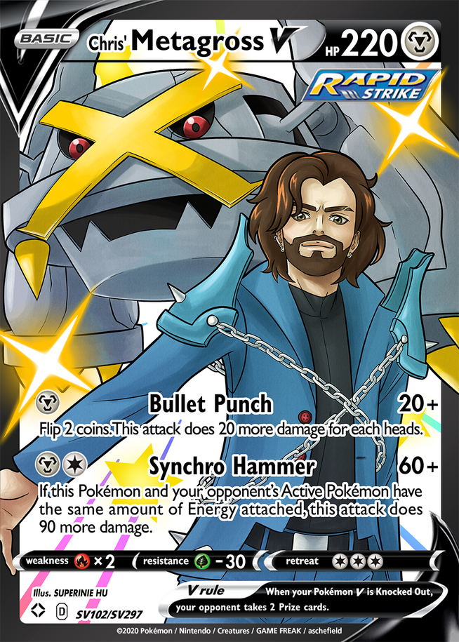 "Chris' Metagross V" Pokémon card, 09/21/21