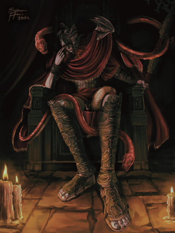 "Messmer the Impaler", Elden Ring fanart, 30 hours approx, 09/24/24