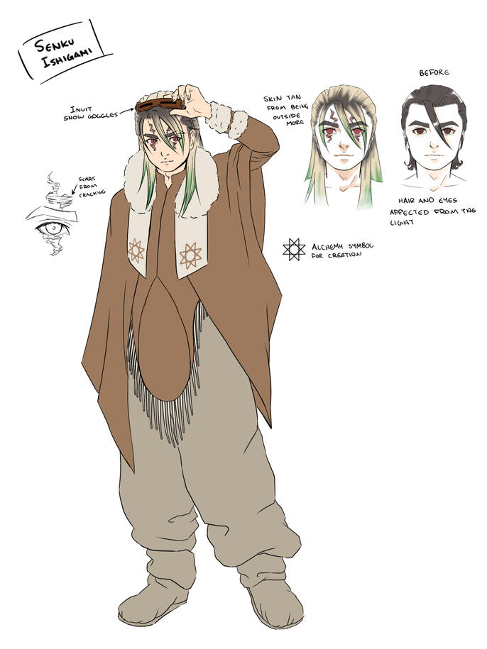 Senku Ishigami from Dr. STONE, redesign, 04/13/23