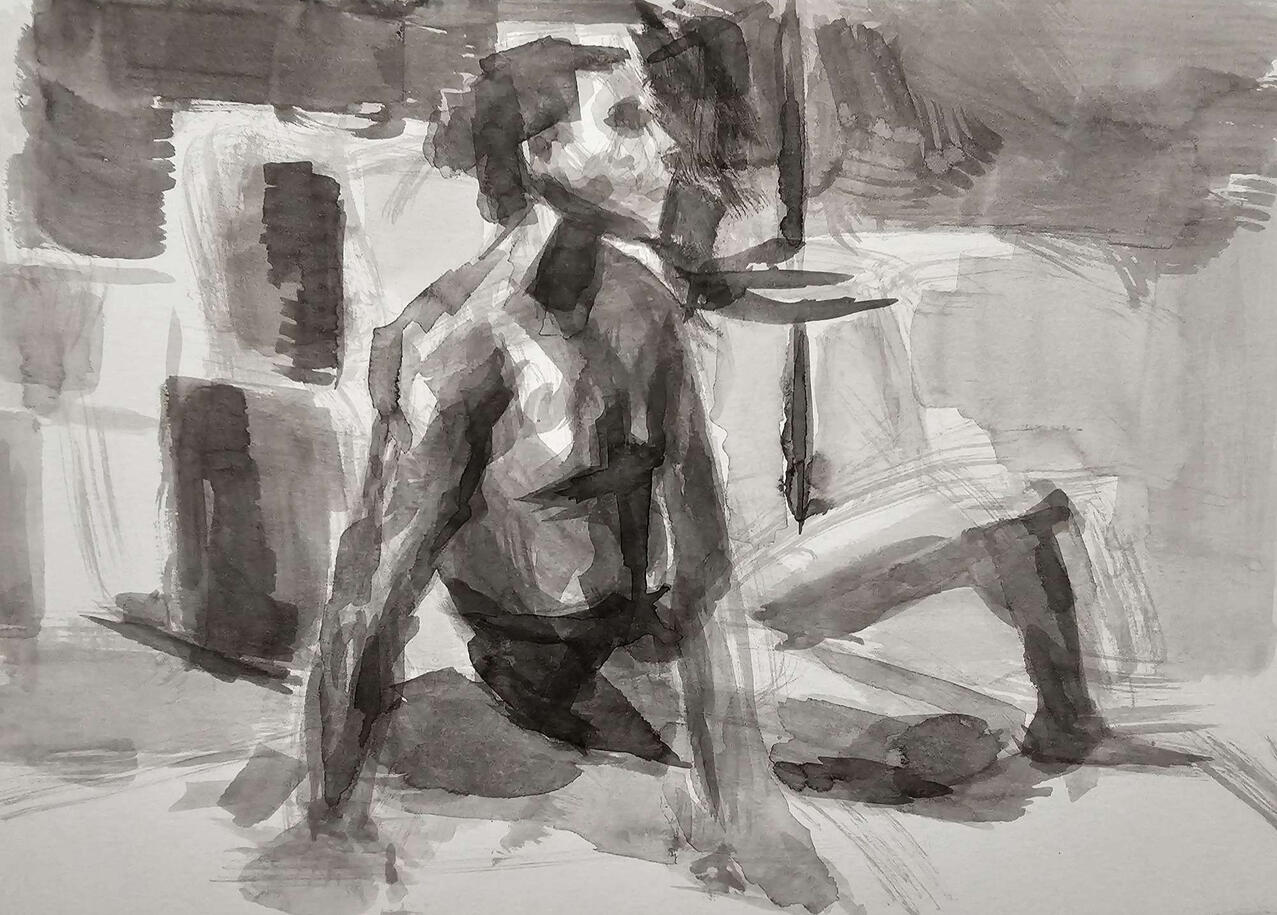 Life Study, ink on paper, 15 min, 11/27/23