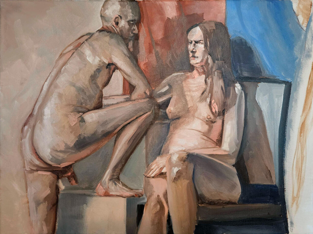 Interwoven multifigure study, oil on canvas, 04/18/25