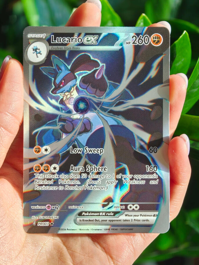 "Lucario EX" custom Pokémon card, 08/22/26