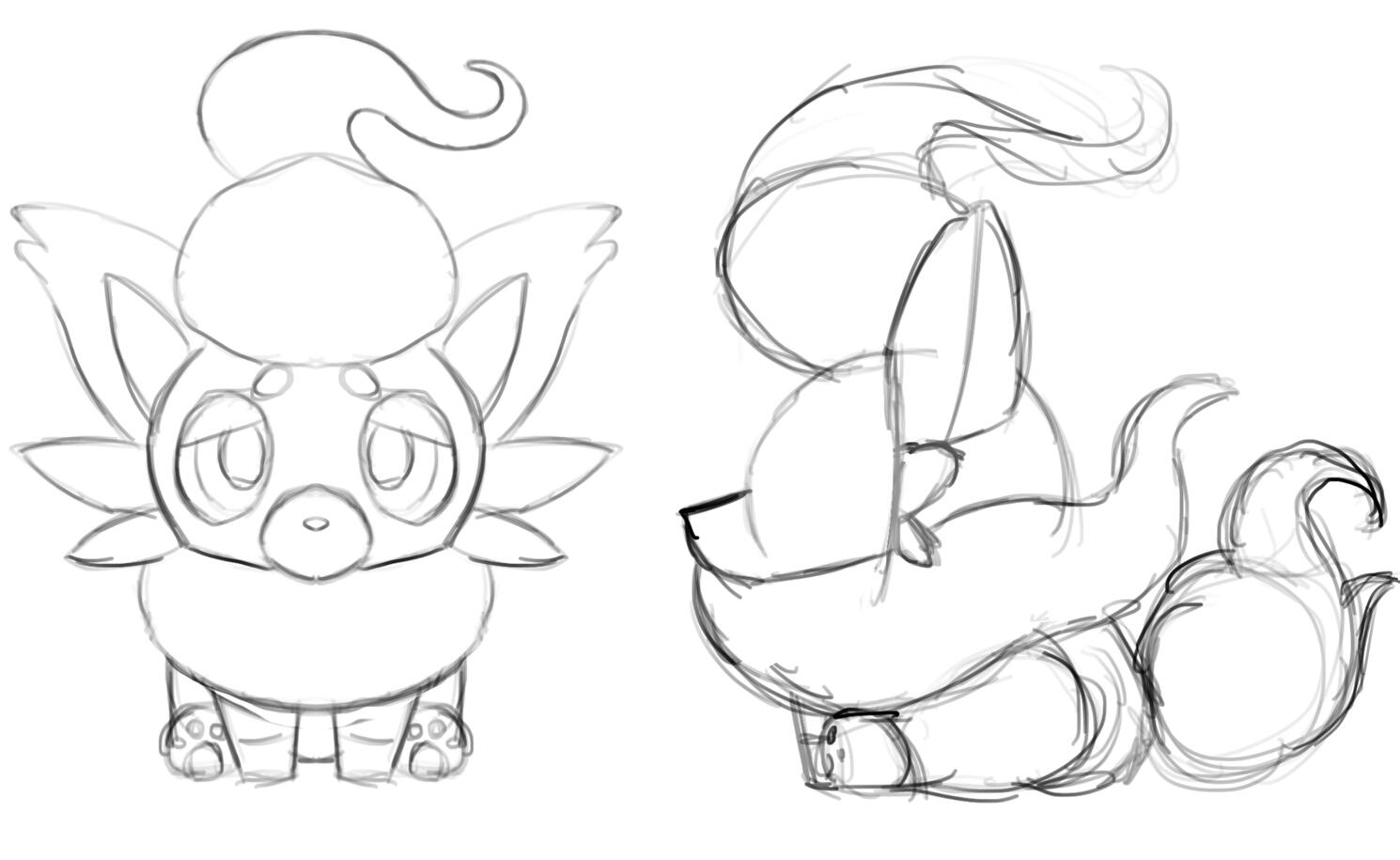 "Zorua" Pokémon plush sketch, circa 2022