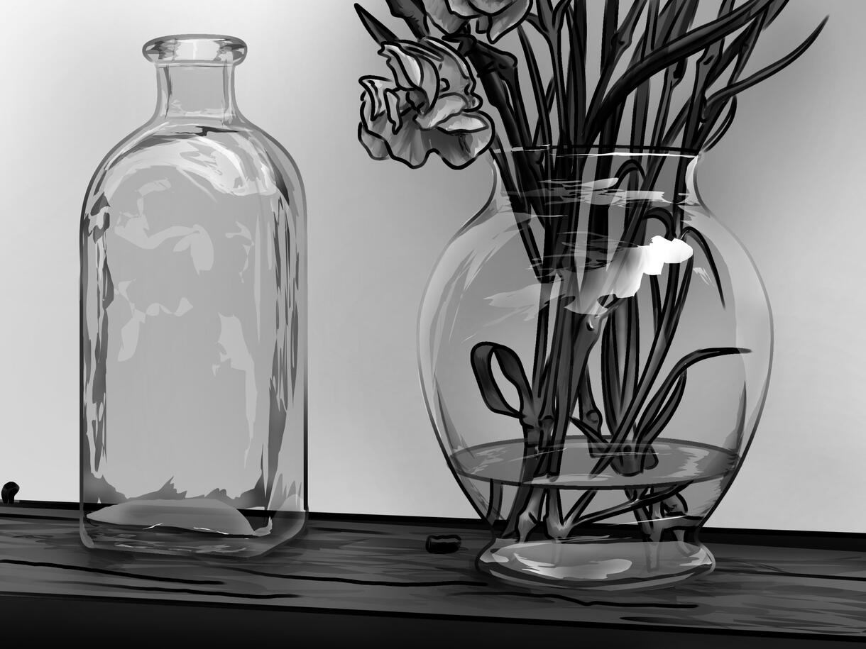 Black and White study, Procreate, 3 hrs approx, 01/13/25