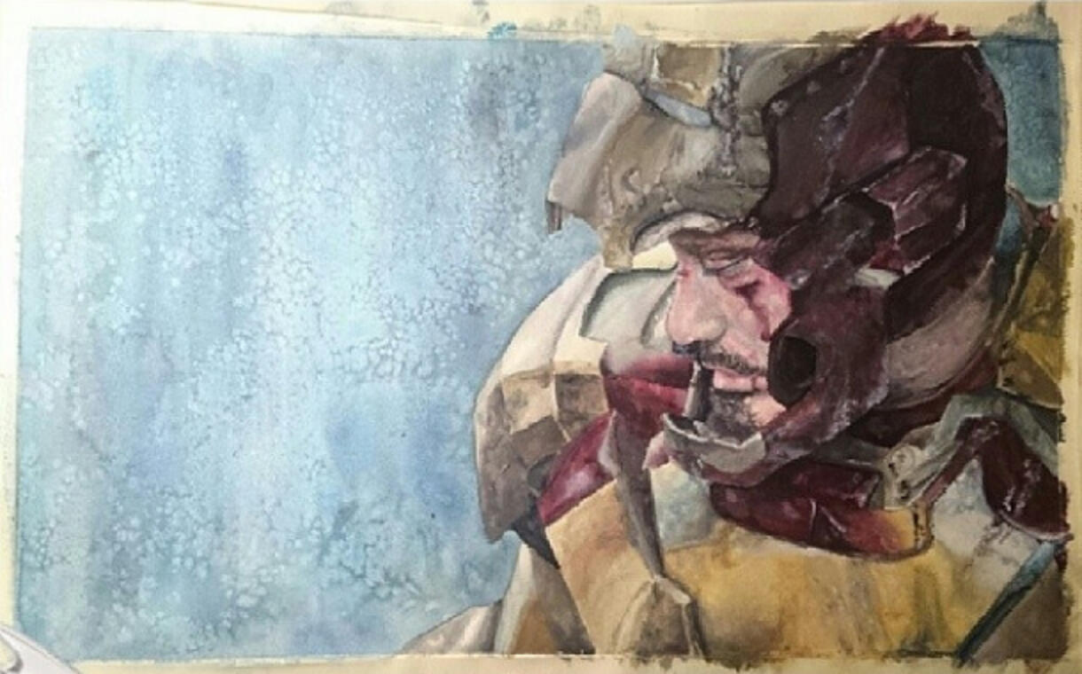 Iron Man fanart, watercolour on paper, circa 2013