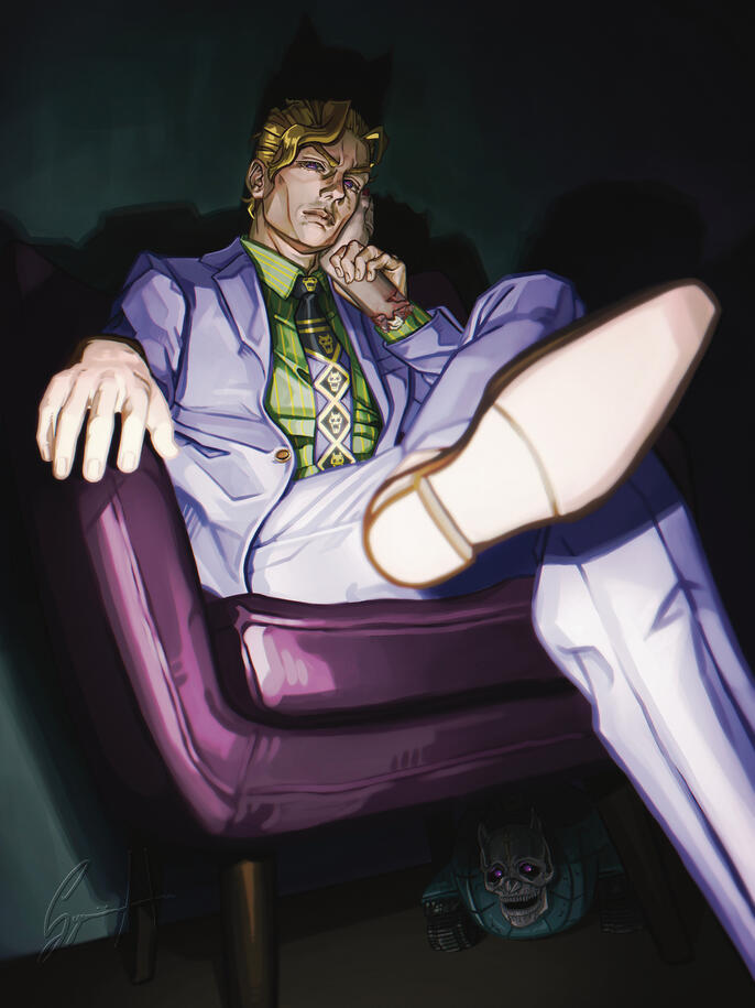 Yoshikage Kira, JoJo's Bizarre Adventure fanart, 28 hours approx, 03/04/26